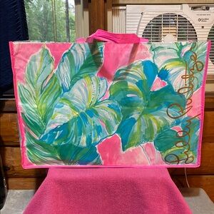 Lilly Pulitzer Pink and Green Tropical reusable tote bag! NWOT